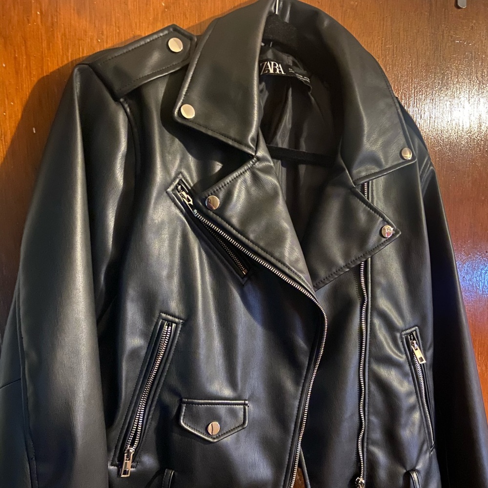 Zara Faux leather motorcycle jacket